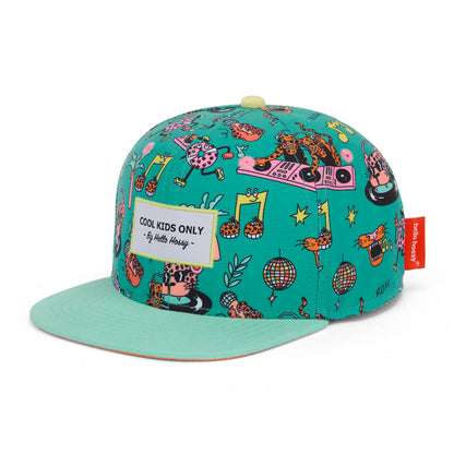 Cappellino per bambini verde a motivi colorati non indossato Hello Hossy