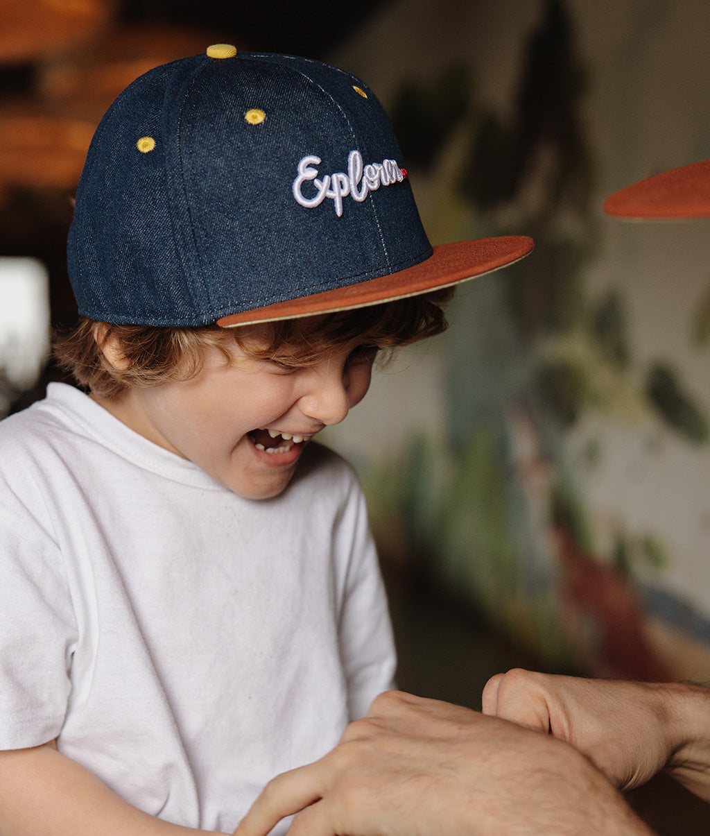 Cappellino per bambini Jean Explorer, visiera piatta, cotone biologico, certificato Oeko-Tex, dai 9 mesi, Cool Kids Only!