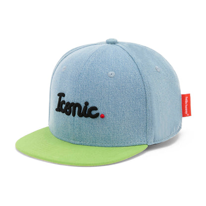 Cappellino Bambini Jean Iconic, visiera piatta, cotone biologico, certificato Oeko-Tex, dai 9 mesi, Cool Kids Only !