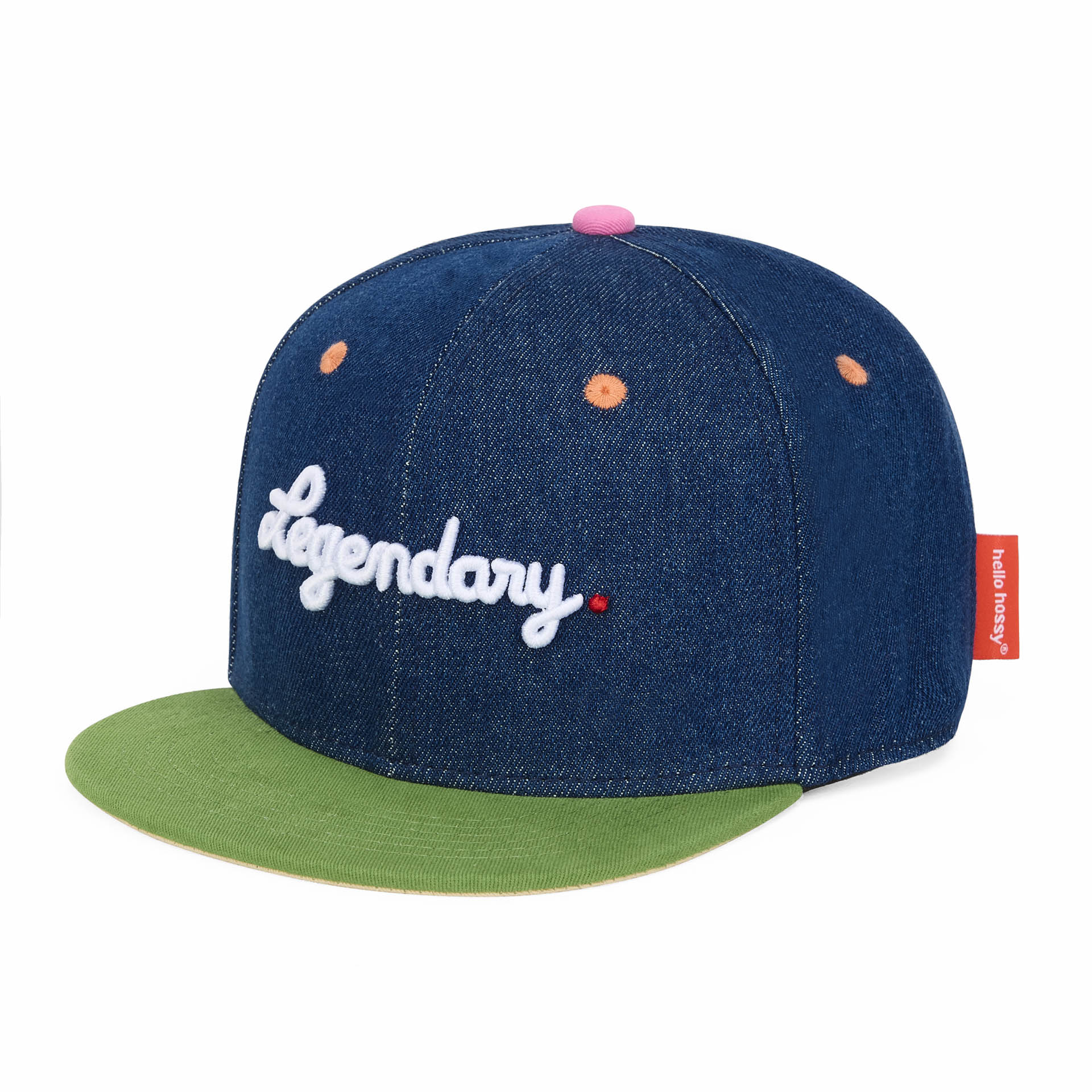 Cappellino per bambini Jean Legendary, visiera piatta, cotone biologico, certificato Oeko-Tex, a partire da 9 mesi, Cool Kids Only !