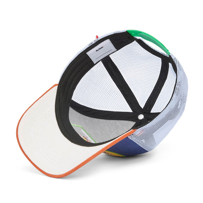 Cappellino bambino blu arancione visiera curva rete bianco Hello Hossy