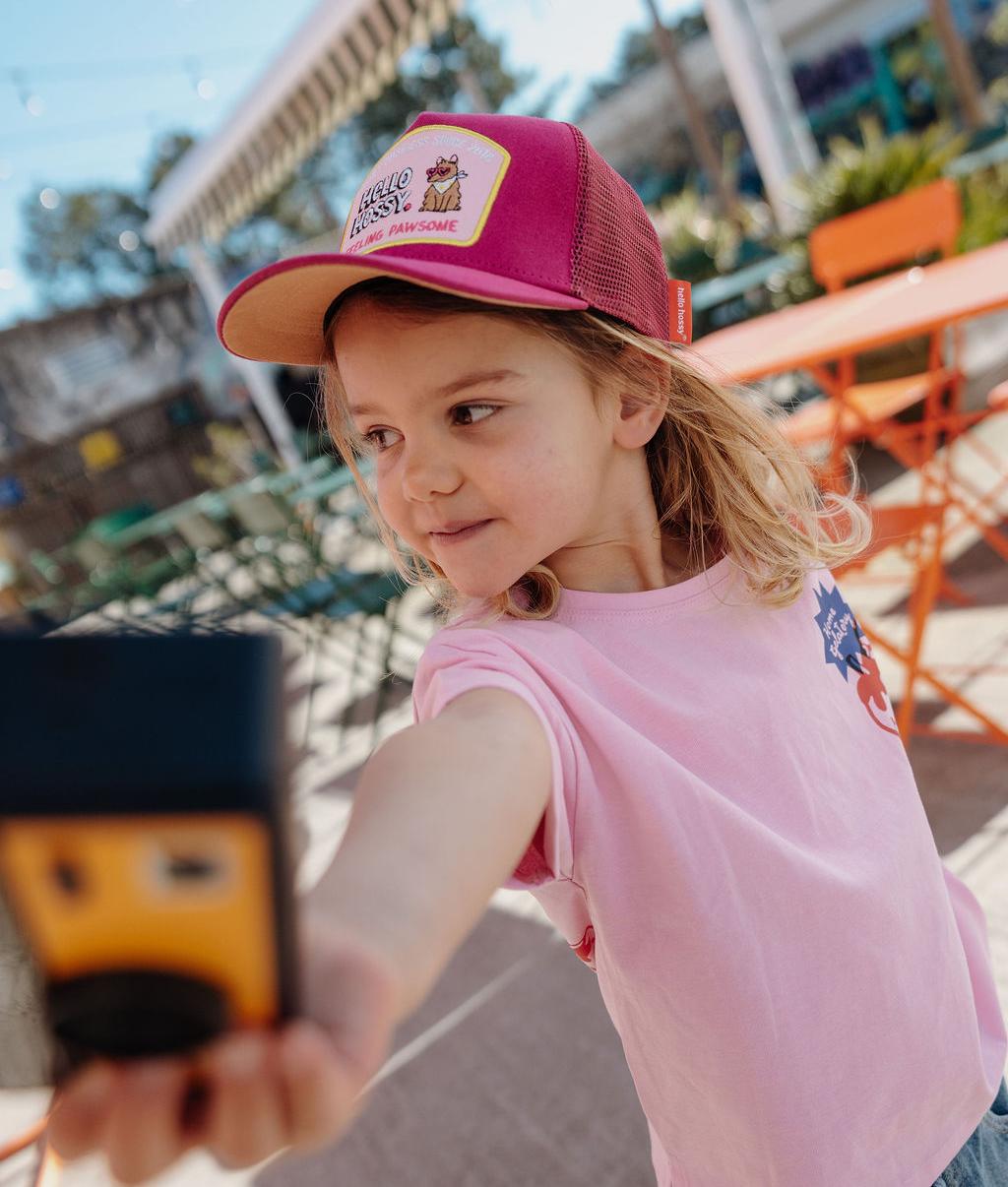 Cappellino bambino fuchsia visiera curva patch Hello Hossy