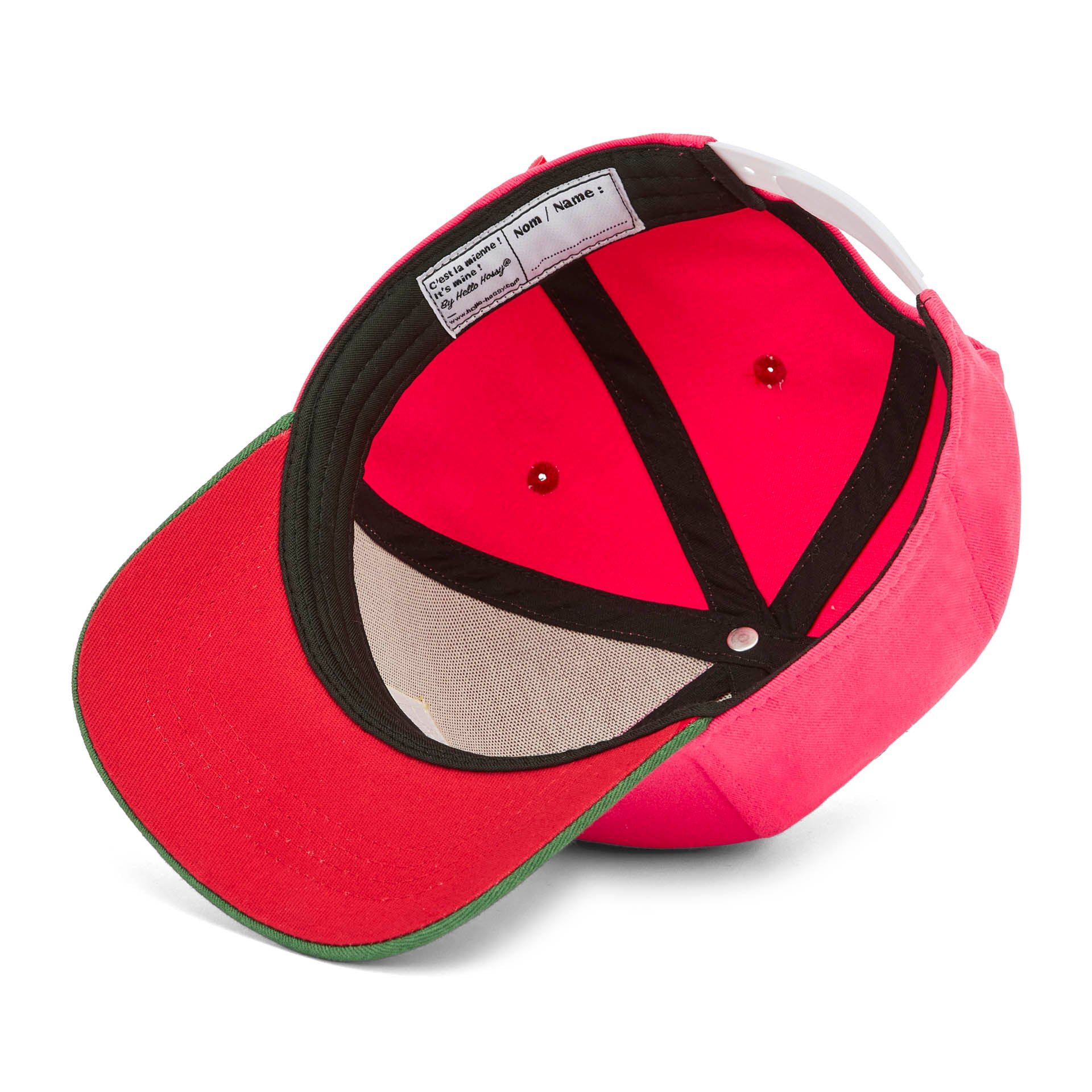 Cappellino bambino fuchsia visiera verde curva Hello Hossy