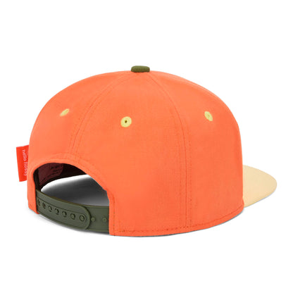 Cappellino bambino arancione giallo visiera piatta regolabile Hello Hossy