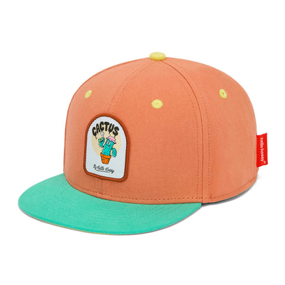 Cappellino bambino arancione visiera verde patch cactus Hello Hossy