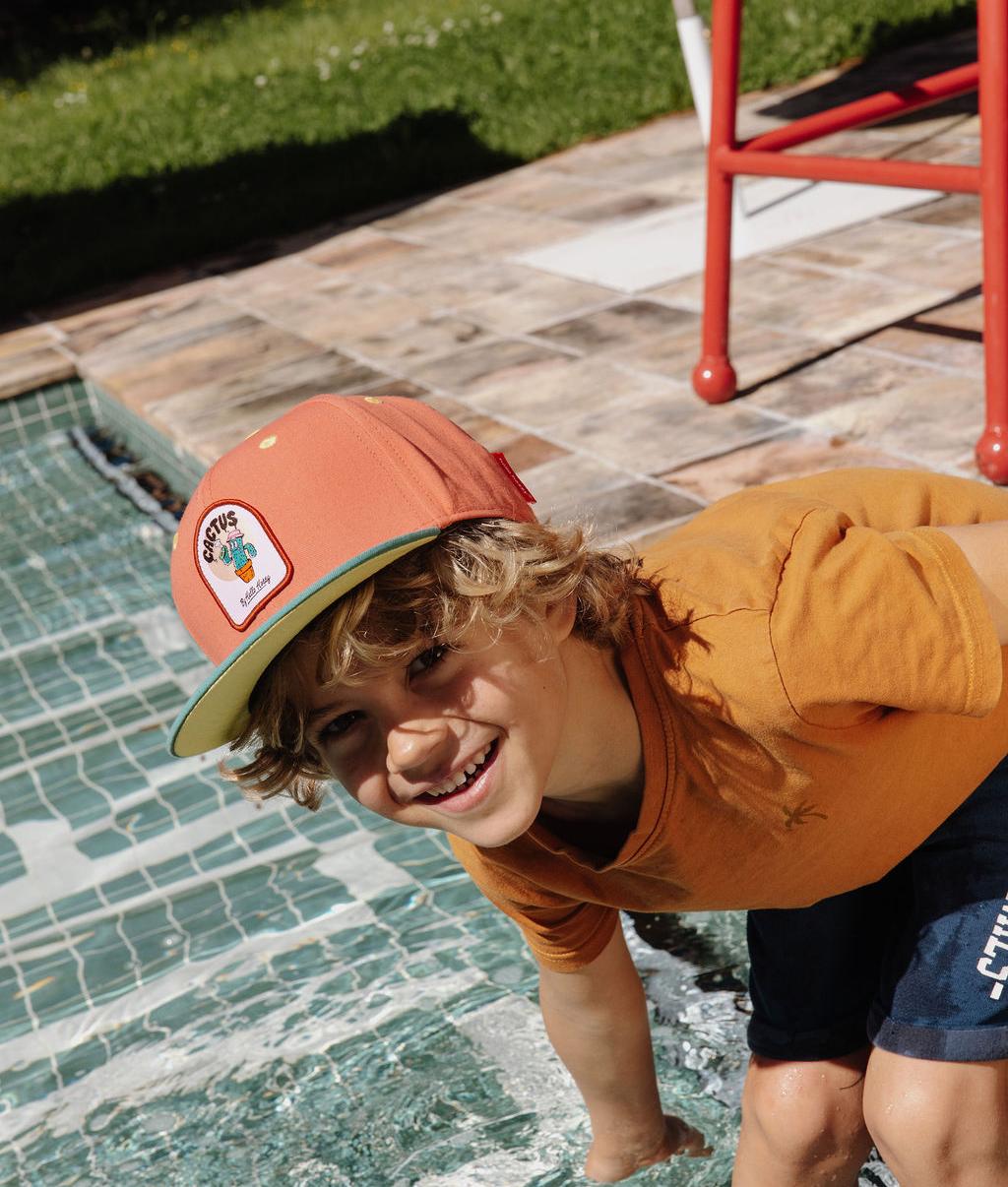 Cappellino bambino arancione visiera piatta patch Hello Hossy