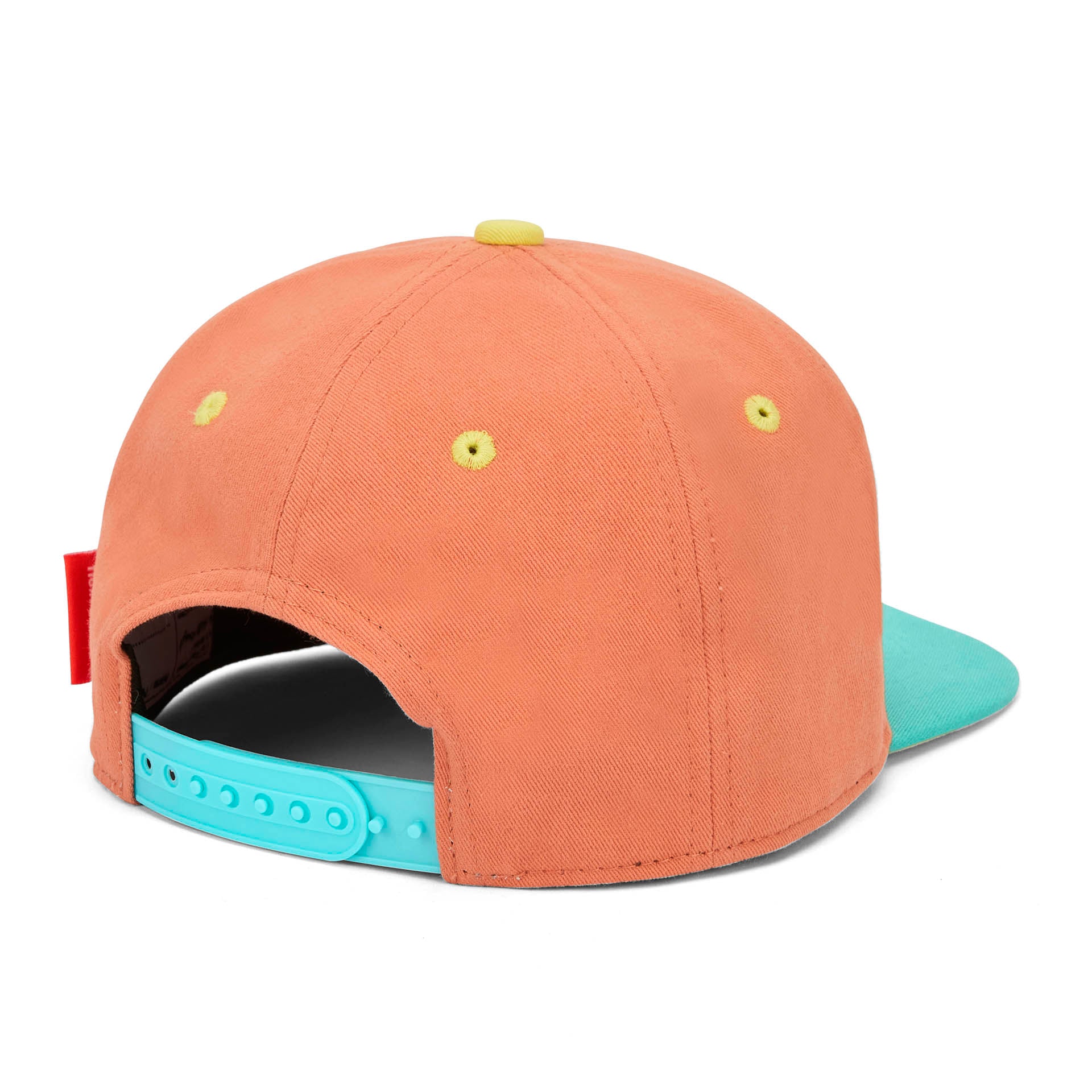 Cappellino per bambini arancione con visiera piatta blu, retro regolabile Hello Hossy