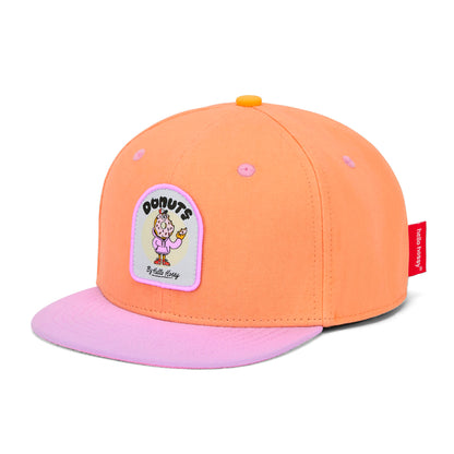 Cappellino per bambini arancione rosa con patch food, visiera piatta Hello Hossy