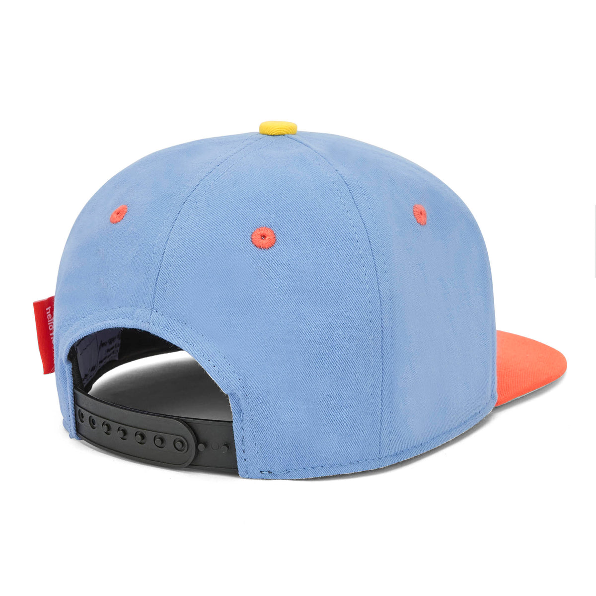 Cappellino da bambino blu e arancione con patch, visiera piatta e retro regolabile Hello Hossy