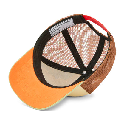 Cappellino per bambini verde beige marrone, visiera curva, rete Hello Hossy