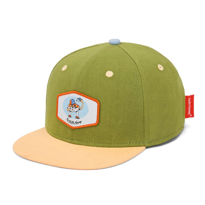 Cappellino bambino verde beige con patch food e visiera piatta Hello Hossy