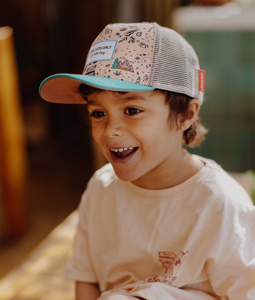 Cappellino Bambini Road Trip, stile Trucker, eco-responsabile, certificato Oeko-Tex, dai 9 mesi, Cool Kids Only !