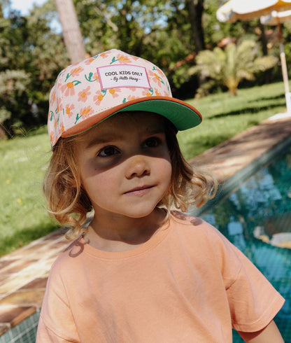 Cappellino bambino fantasia fiori vista frontale Hello Hossy
