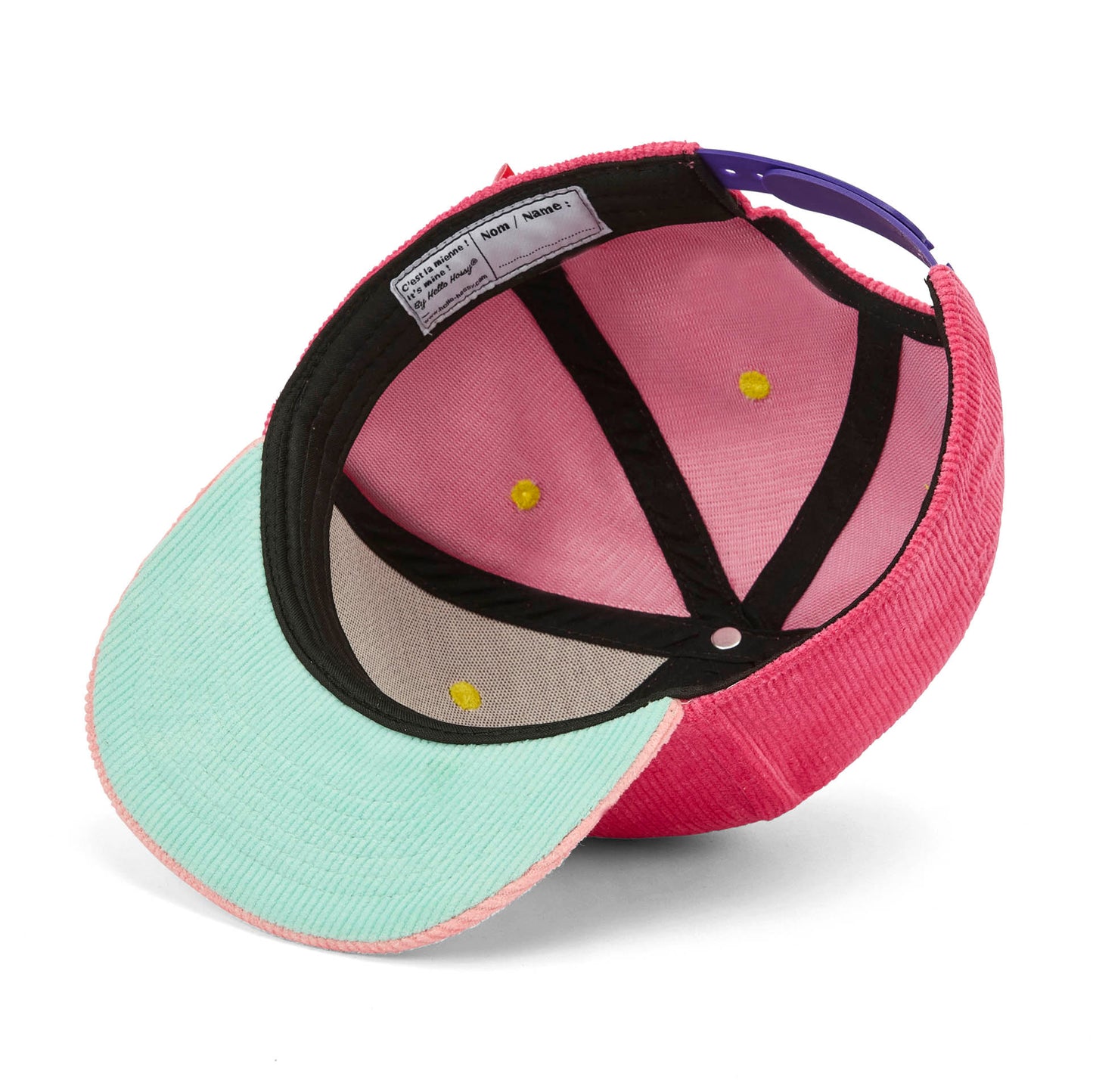 Cappellino in velluto rosa Sweet Pitaya per bambini – dettaglio visiera