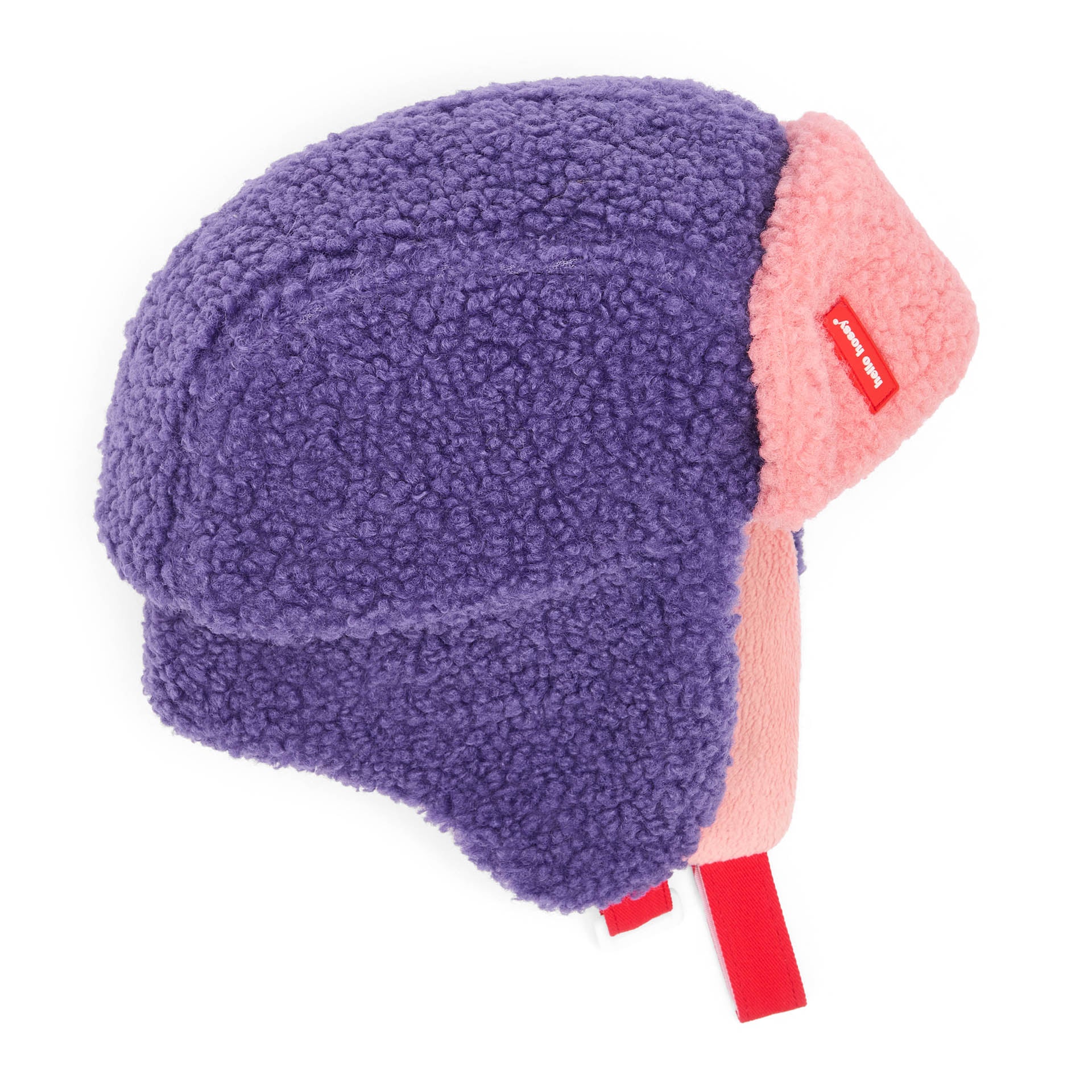 Colbacco bambino viola rosa effetto sherpa chiusura regolabile Hello Hossy