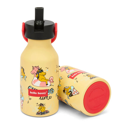 Borraccia gialla per bambino con motivo unicorno e tappo nero Hello Hossy