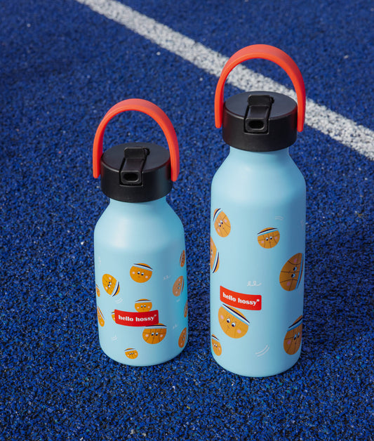 Borraccia da bambino blu con motivo Sport arancione, manico nero Hello Hossy