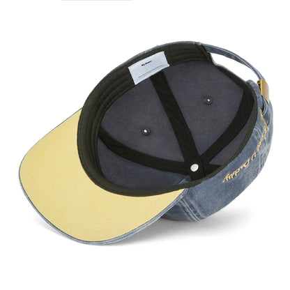Cappellino blu per bambini con visiera beige, ricamo con papà Hello Hossy