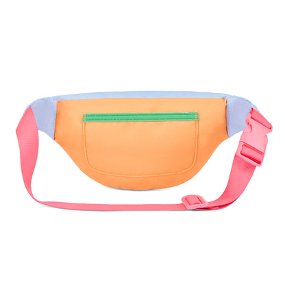 Marsupio bambino arancione, tasca con zip, tracolla rosa Hello Hossy