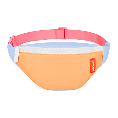Marsupio arancione e blu per bambini, tracolla rosa, zip bianca Hello Hossy