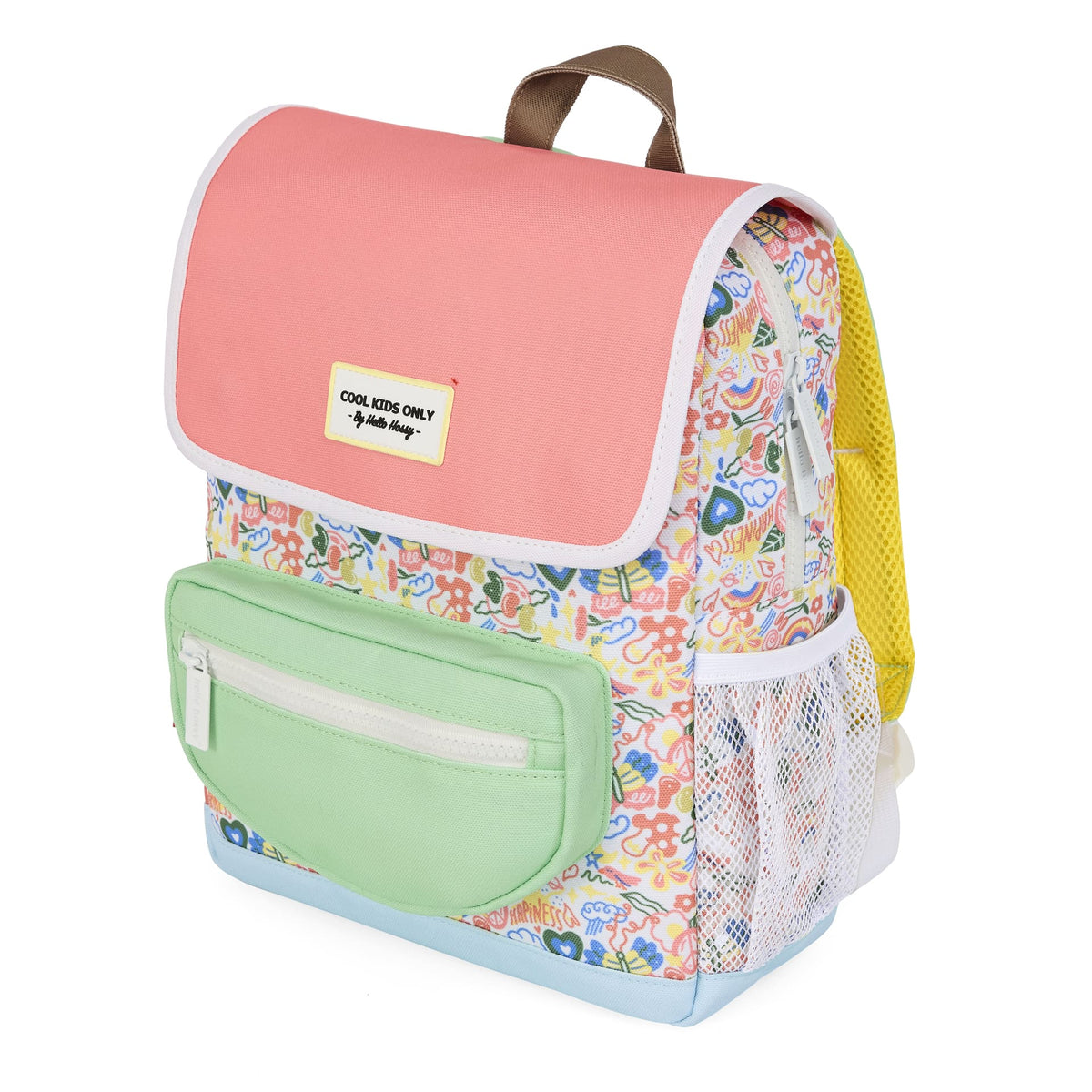 Zaino per bambini multicolore con motivo arte e tasca verde Hello Hossy