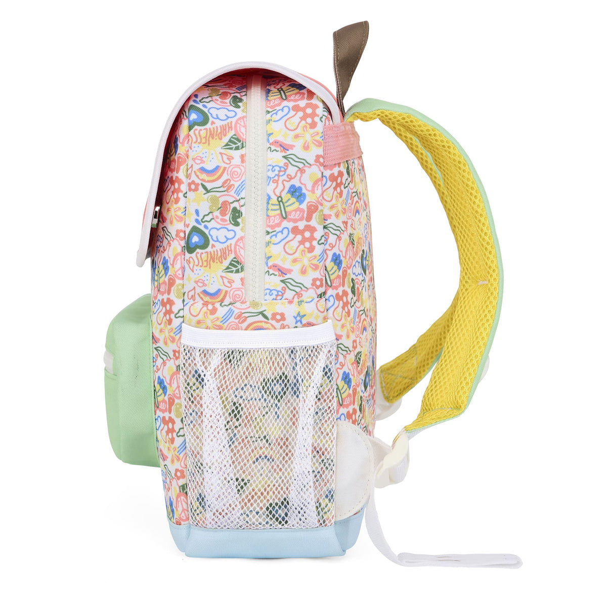 Zaino per bambini stampato con fiori multicolori, tasca in rete Hello Hossy