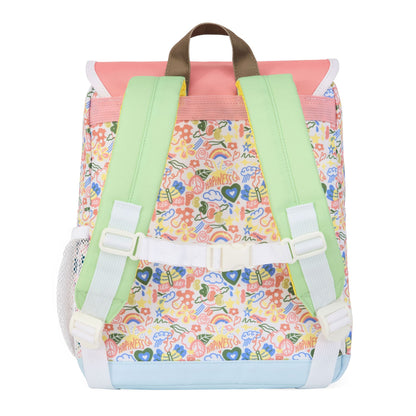 Zaino bambino bianco rosa stampa a fiori spalline verdi Hello Hossy