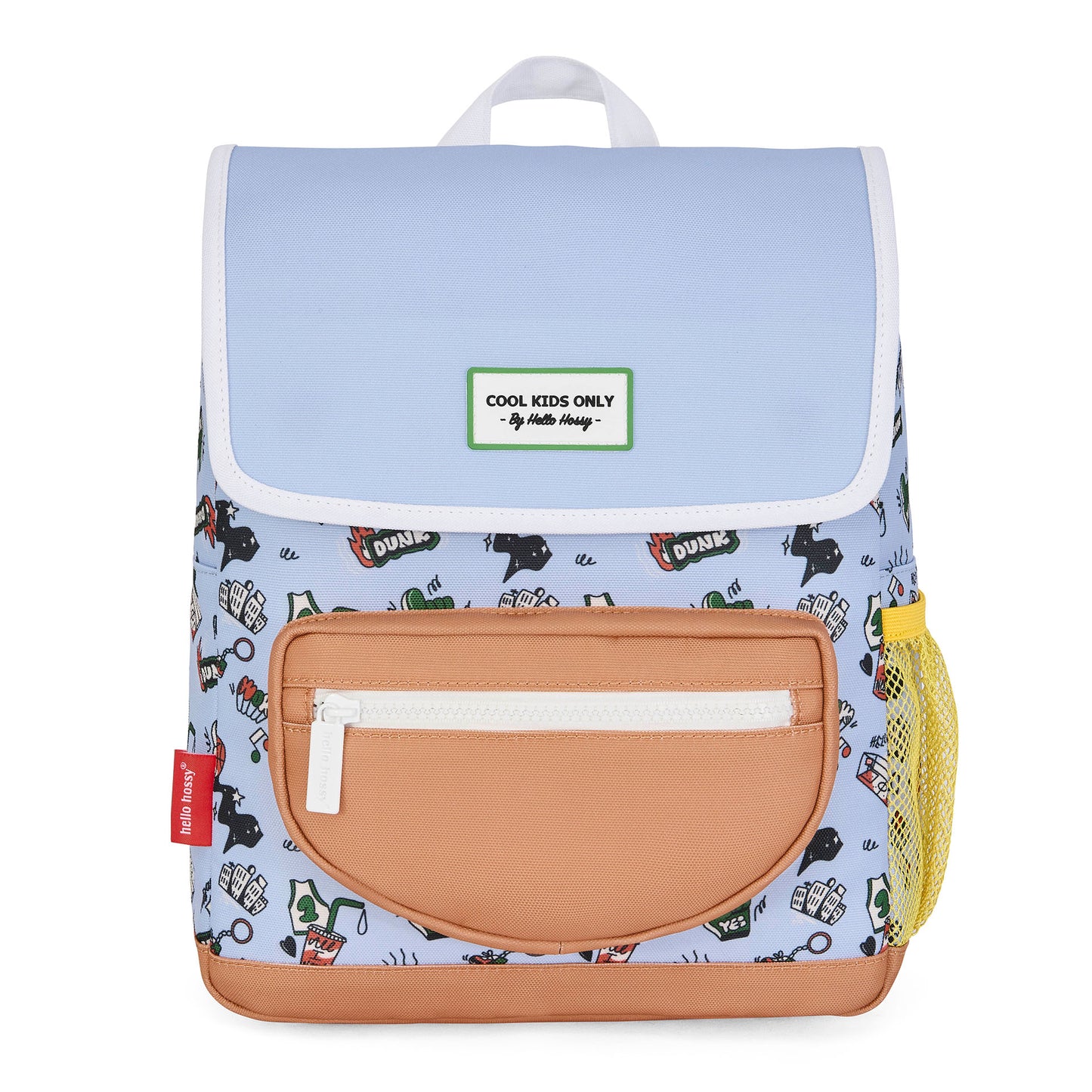 Zaino bambino blu motivo Sport tasca cammello rete gialla Hello Hossy