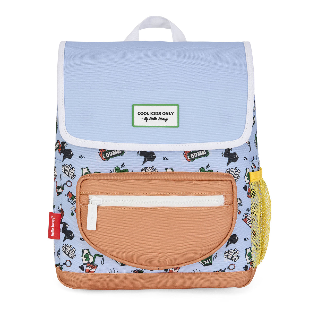 Zaino bambino blu motivo Sport tasca cammello rete gialla Hello Hossy
