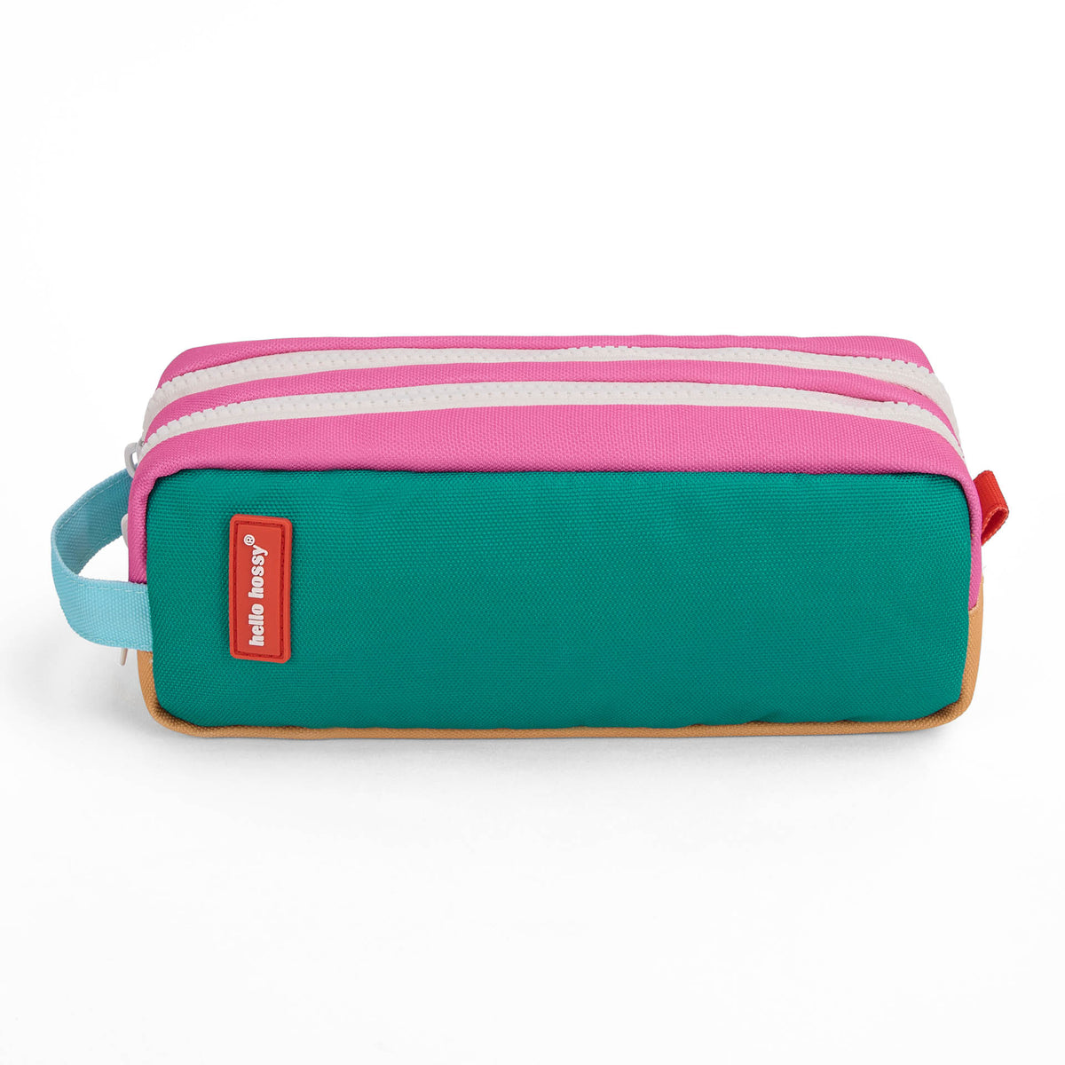 Astuccio scolastico bambino verde rosa con doppia zip Hello Hossy