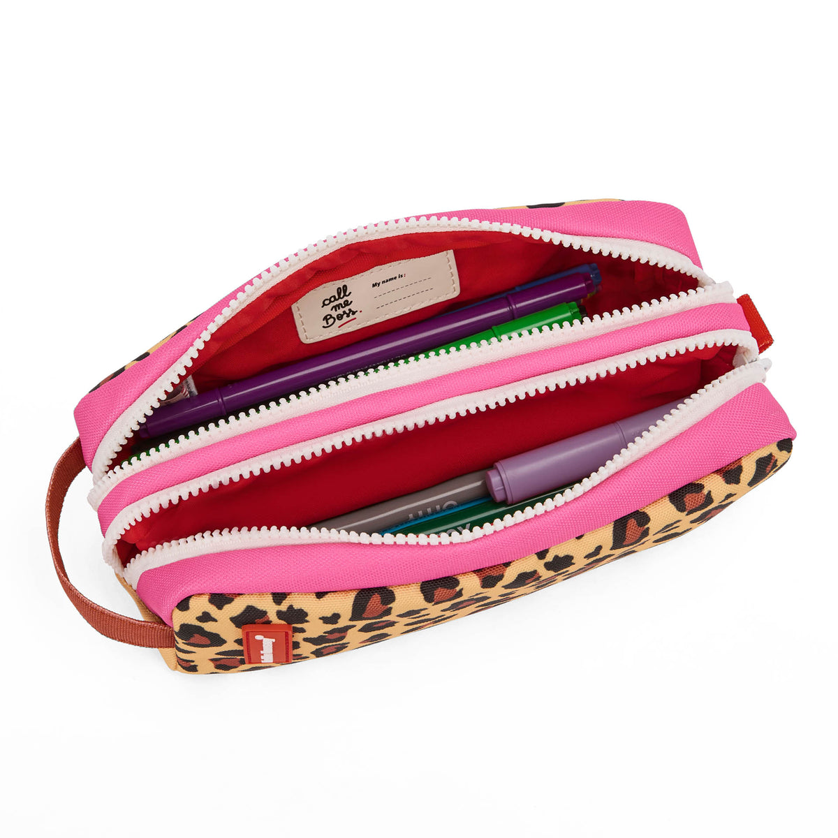 Astuccio scolastico bambino Beige stampato leopard doppio scomparto Hello Hossy