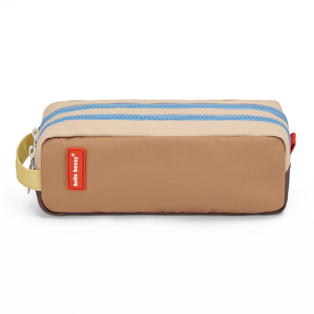 Astuccio scolastico bambino marrone Beige doppia zip dettaglio blu Hello Hossy