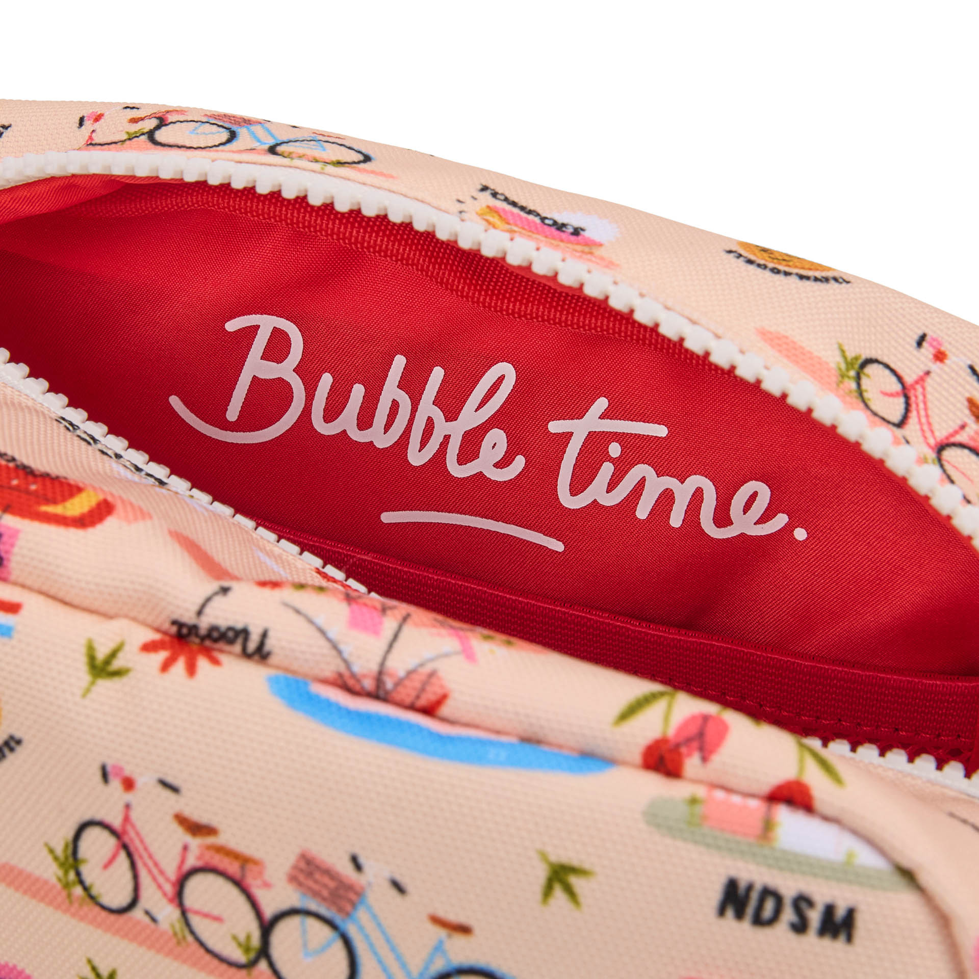 Beauty case bambino rosa motivo bicicletta fodera rosso Hello Hossy