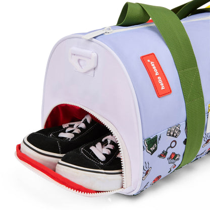 Borsa sportiva bambino blu motivo Sport tasca scarpe tracolla verde Hello Hossy