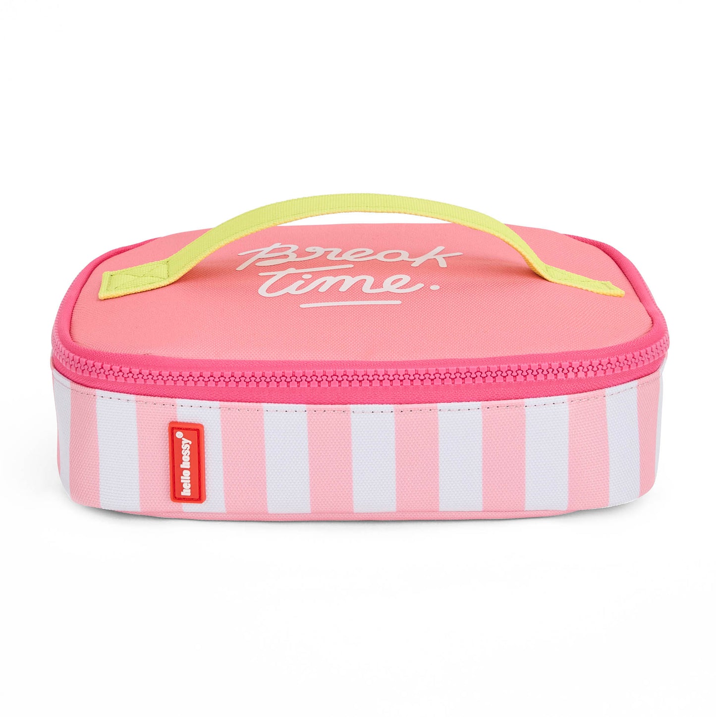 Borsa merenda bambino rosa a righe manico giallo Hello Hossy