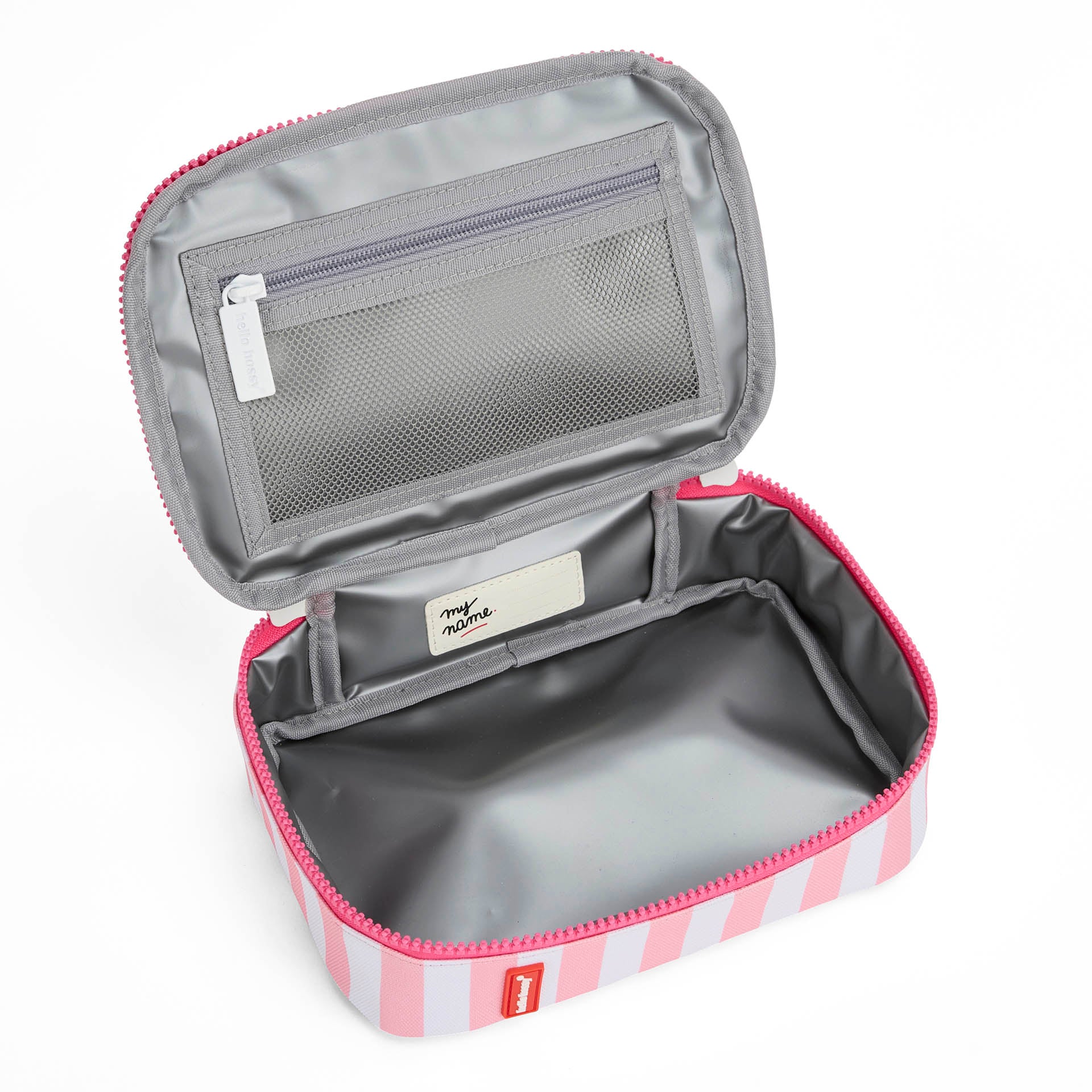 Borsa merenda bambino rosa a righe interno grigio Hello Hossy
