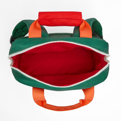 Zaino bambino verde interno rosso manici arancione Hello Hossy
