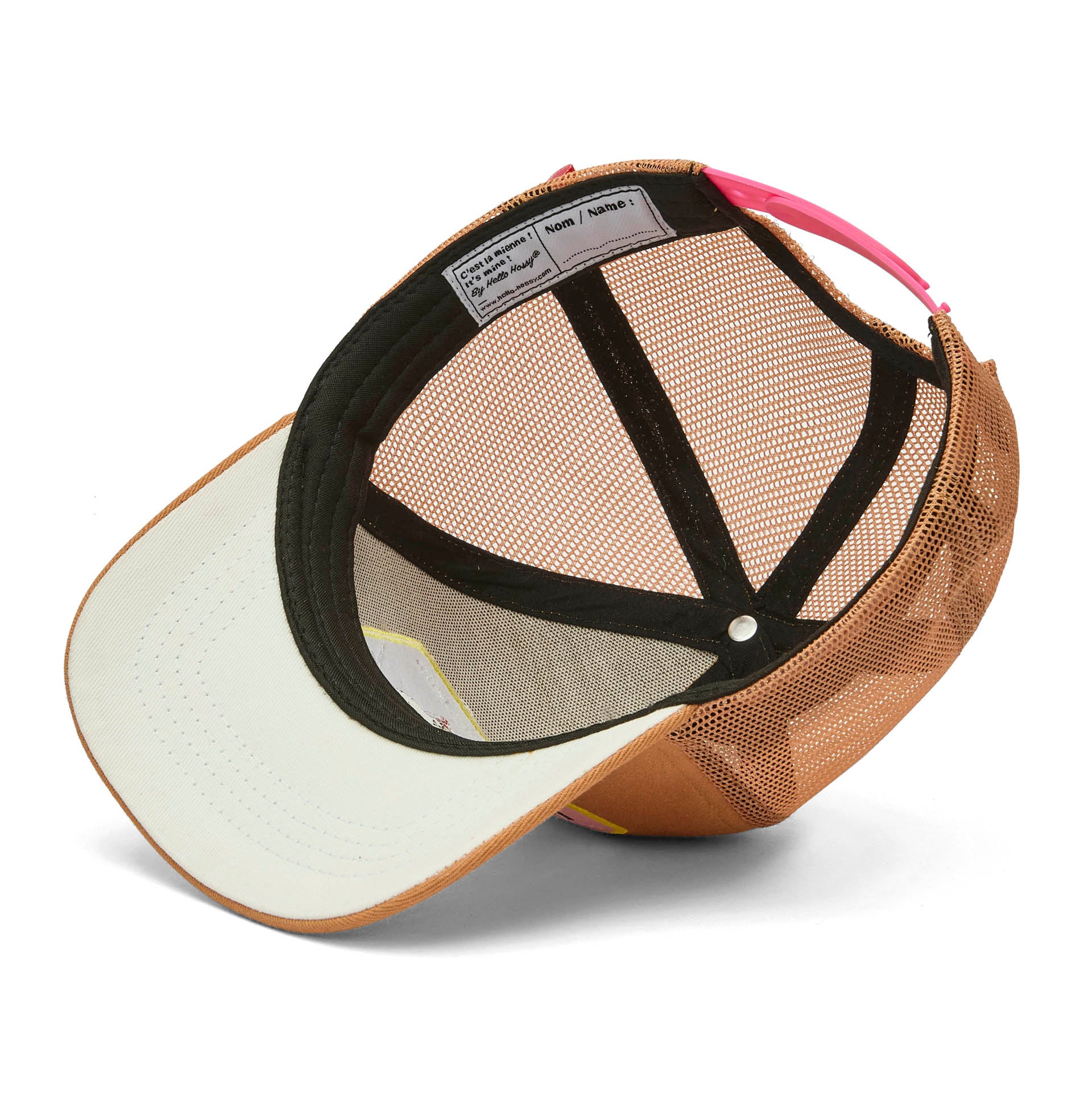 Cappellino per bambini marrone con visiera curva e rete interna Hello Hossy