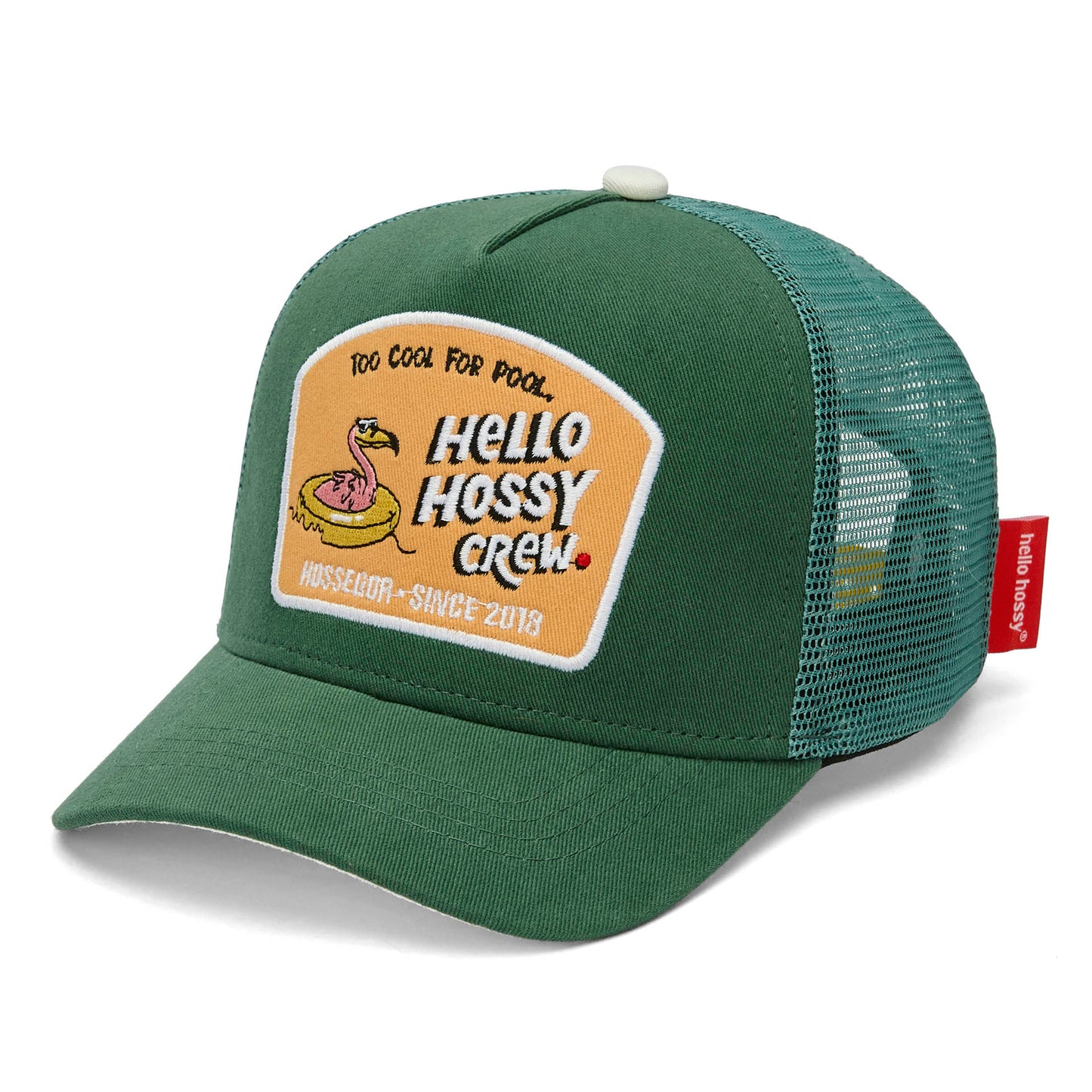 Cappellino bambino verde visiera curva patch animali Hello Hossy