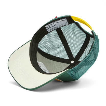 Cappellino bambino verde con rete posteriore regolabile e visiera curva Hello Hossy