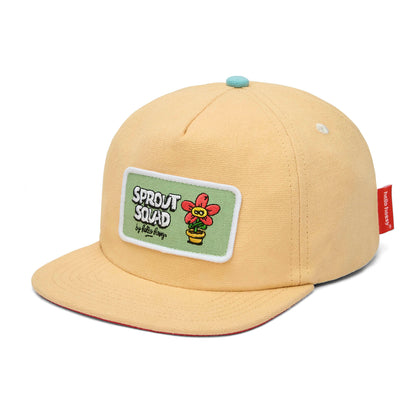 Cappellino bambino crema visiera piatta patch fiore Hello Hossy
