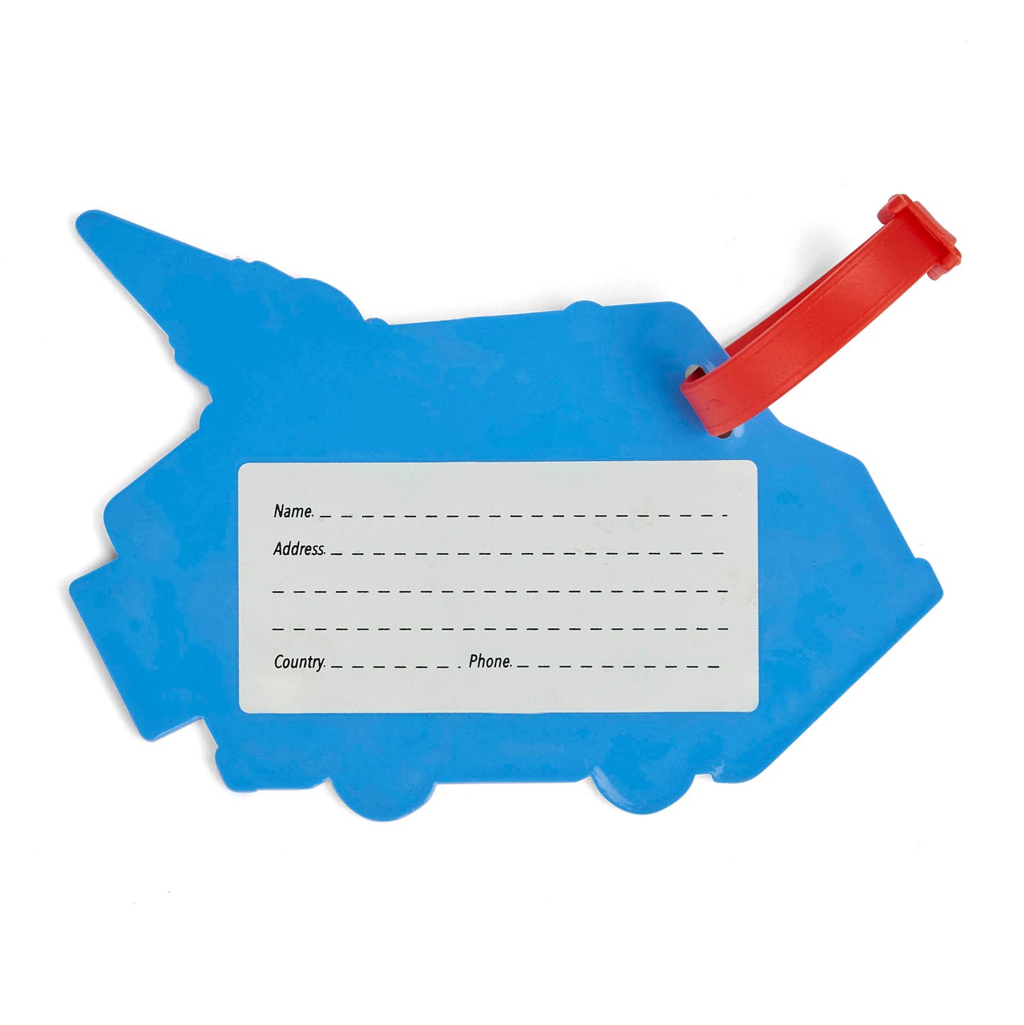 Etichetta per valigia bambino blu con motivo auto, cinghia rossa Hello Hossy