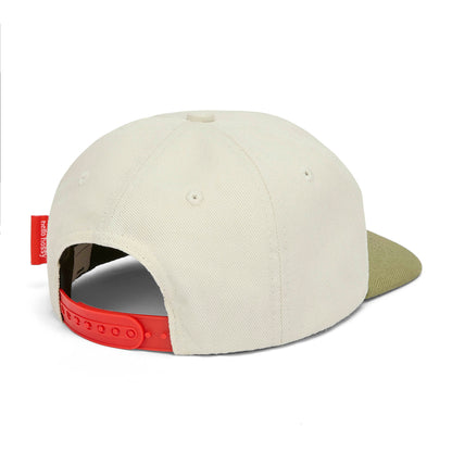 Cappellino per bambini bianco, visiera verde regolabile, dettaglio rosso, Hello Hossy