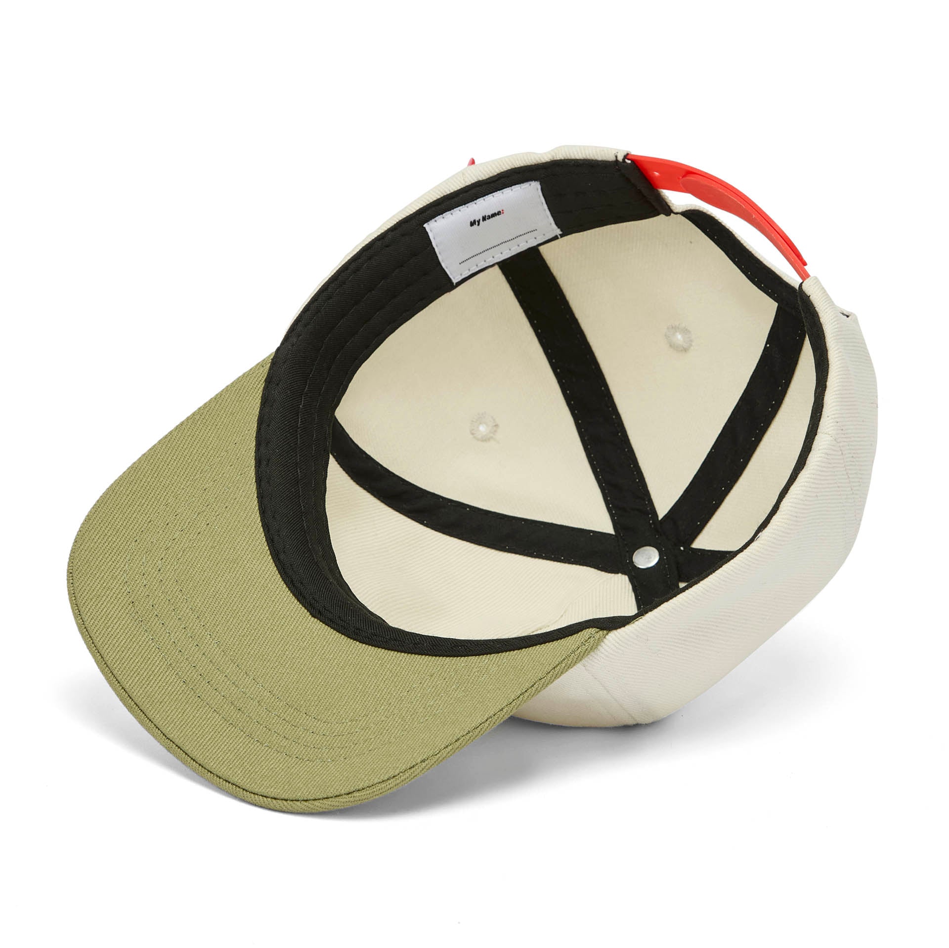 Cappellino bianco da bambino con visiera verde regolabile Hello Hossy