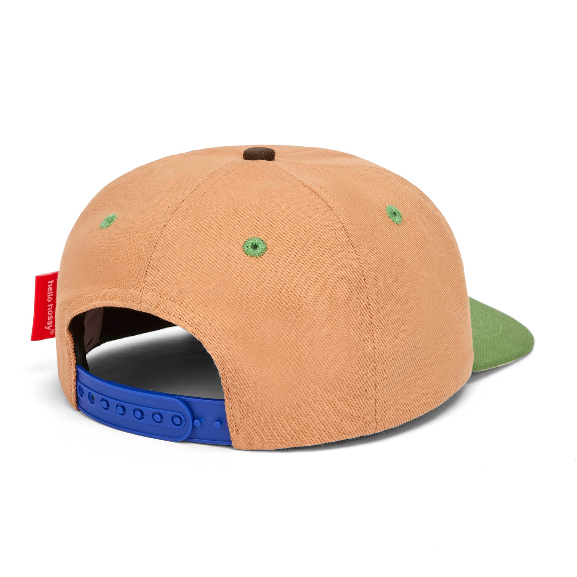 Cappellino bambino marrone visiera verde cinturino regolabile blu Hello Hossy