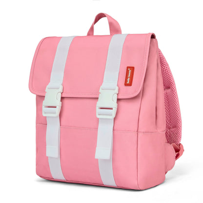 Zaino per bambini rosa con cinghie bianche e chiusura a clip Hello Hossy