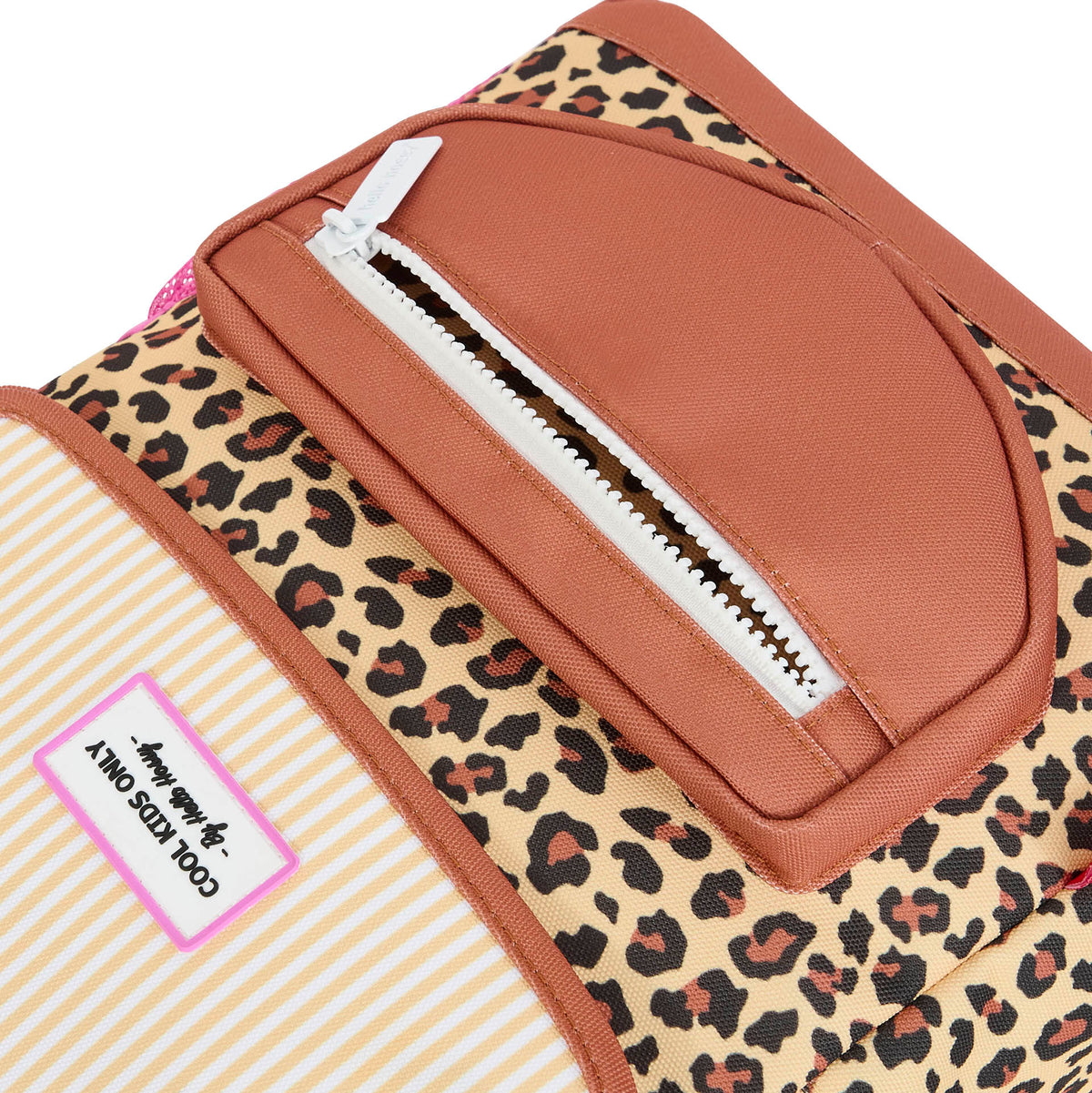 Zaino bambino beige motivo leopard tasca con zip dettaglio bianco Hello Hossy
