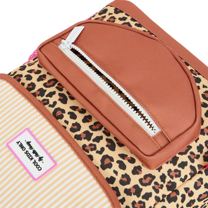 Zaino bambino beige motivo leopard tasca con zip dettaglio bianco Hello Hossy