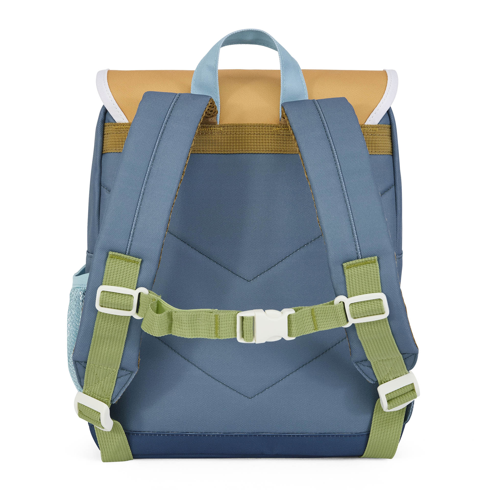 Zaino bambino blu con spalline verdi e schienale imbottito Hello Hossy