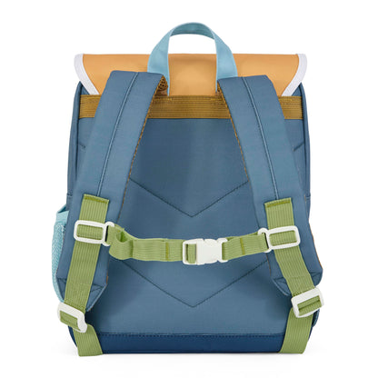 Zaino bambino blu con spalline verdi e schienale imbottito Hello Hossy